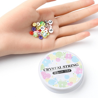 DIY Heishi Bracelet Making Kit, Including Polymer Clay Disc & Acrylic & Plastic Flat Round Beads, Elastic Thread