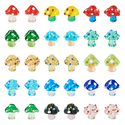 30шт 15цвета бусины ручной работы лэмпворк неровные, гриб