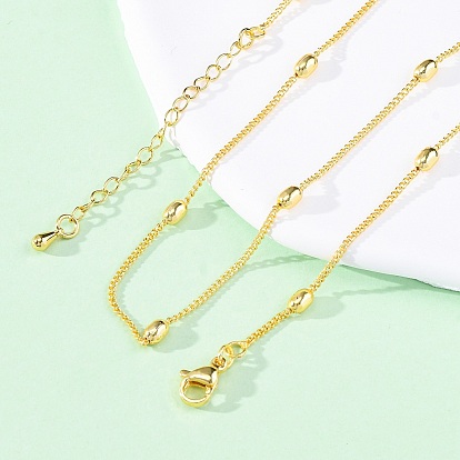 Латунные спутниковые цепочки ожерелья для женщин, 304 из нержавеющей стали застежкой омар, стойки покрытие, без свинца и без кадмия, долговечный