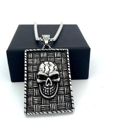 Винтажный панк 304 подвеска-медальон в виде черепа из нержавеющей стали для мужчин, не тускнеет