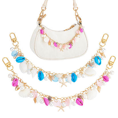 2шт латунные цепи сумки удлинители цепи, с застежками из ракушки и сплава, аксессуары для замены сумок