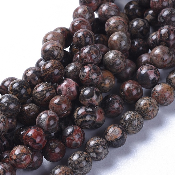 Perles de jaspe en peau de léopard naturel, ronde