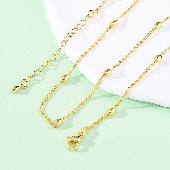 Латунные спутниковые цепочки ожерелья для женщин, 304 из нержавеющей стали застежкой омар, стойки покрытие, без свинца и без кадмия, долговечный