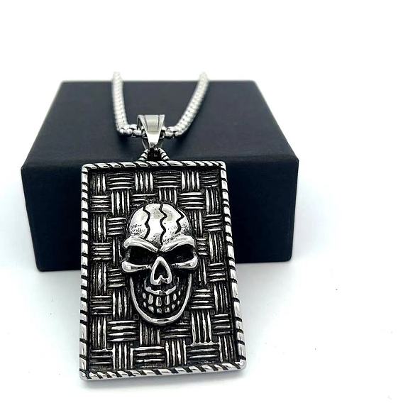 Винтажный панк 304 подвеска-медальон в виде черепа из нержавеющей стали для мужчин, не тускнеет