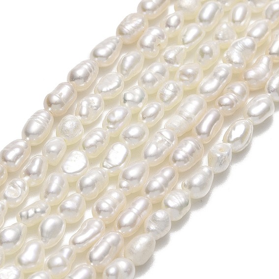 Natural Cultured Freshwater Pearl Beads Strands, Rice