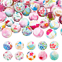 60шт 10 стили силиконовые бусины, круглый с рисунком
