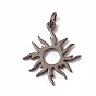 Brass Solar Eclipse Pendants, with Jump Rings, Long-Lasting Plated, Sun