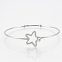 304 Stainless Steel Bangles, with 201 Stainless Steel Beads, Star