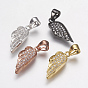 Brass Micro Pave Cubic Zirconia Pendants, Wing
