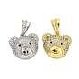 Латунные микропаве прозрачные подвески с фианитом, без кадмия, без никеля и без свинца, медведь