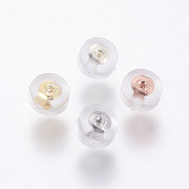 Silicone Ear Nuts, Earring Backs, with Brass Findings
