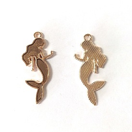 Подвески из эмали и сплава, форма русалки, Темный хаки, salmon
