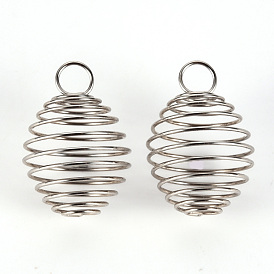 304 Stainless Steel Wire Pendant, Spiral Bead Cage Pendants