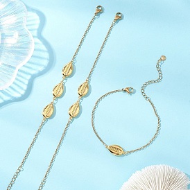 3 шт. 3 стилей 304 браслеты из нержавеющей стали в форме ракушки, браслеты-цепочки для женщин, с 304 из нержавеющей стали Lobster Claw застежками