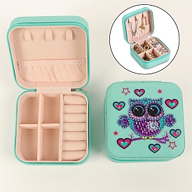Owl DIY Diamond Painting Storage Box Kits, including Resin Rhinestones, Diamond Sticky Pen, Tray Plate and Glue Clay