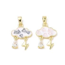 Латунь эмаль подвески, облако, со стеклом, реальный 18 k позолоченный