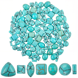 112шт. 7 стили окрашенные синтетические бирюзовые кабошоны, разнообразные