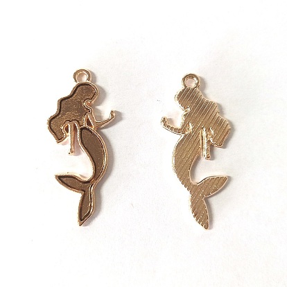 Подвески из эмали и сплава, форма русалки, Темный хаки, salmon