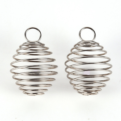304 pendentif en fil d'acier inoxydable, pendentifs de cage de perle en spirale