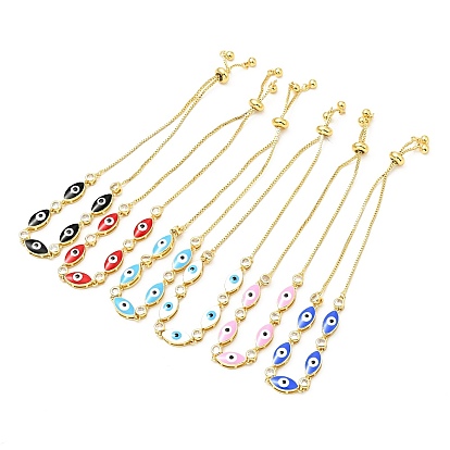 Браслет-слайдер со звеньями из прозрачного кубического циркония и эмали, позолоченные латунные украшения для женщин, без свинца и без кадмия