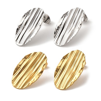 Ионное покрытие (ip) 304 серьги-гвоздики с овальной канавкой из нержавеющей стали