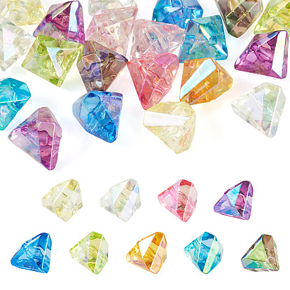 20прозрачные акриловые бусины с УФ-покрытием, радужный, треугольные