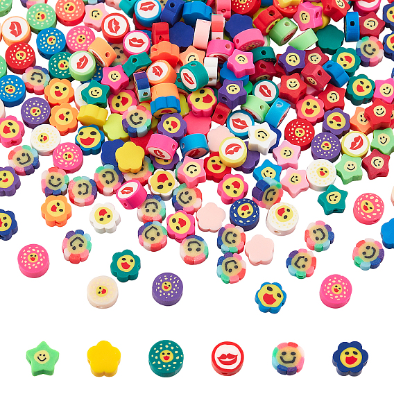 6 Strands 6 Style Handmade Polymer Clay Beads Strands, for DIY Jewelry Crafts Supplies, Mixed Shapes