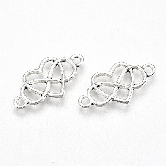 Tibetan Style Alloy Links/Connector, Lead Free & Cadmium Free, for Valentine's Day, Heart with Infinity