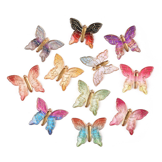 Печатные полупрозрачные акриловые подвески, золотой металл обвитыми, бабочка