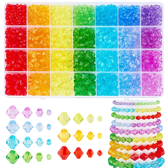 2310 шт 28 стили прозрачные акриловые бусины, двухконусные