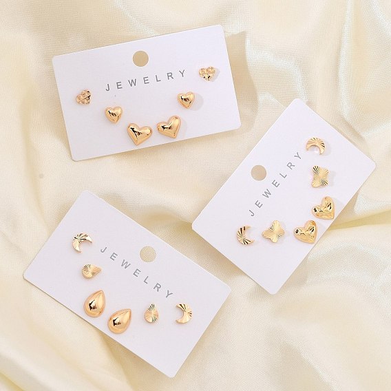 Наборы сережек-гвоздиков из латуни для женщин