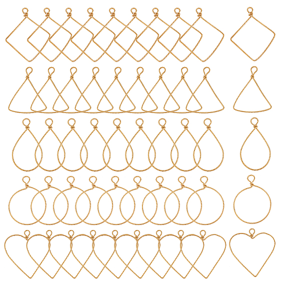50шт. 5 подвески из меди с открытой задней частью, разнообразные