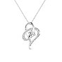 TINYSAND 925 Sterling Silver Heart to Heart Necklace, with Cubic Zirconia