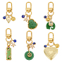 6Шт подвесные украшения из сплава эмали, с поворотными застежками из стекла, латуни и сплава, разнообразные, золотые