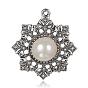 Alloy Pendants, with Acrylic Pearl, Flower