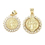 Латунные микро проложить кубического циркония подвески, плоский круглый с подвесками Святого Бенедикта