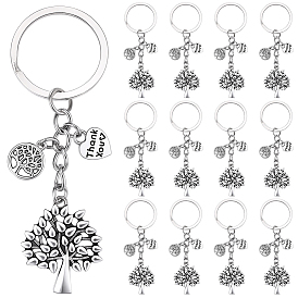 20 llaveros de aleación de piezas, árbol de la vida, con anillos de hierro