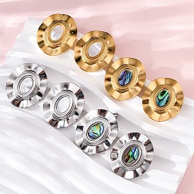 304 серьги-гвоздики из натуральной ракушки пауа из нержавеющей стали, овальные, ионное покрытие (ip)