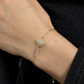 Элегантные латунные браслеты со звеньями-капельками, браслеты-цепочки для женщин, с кубического циркония