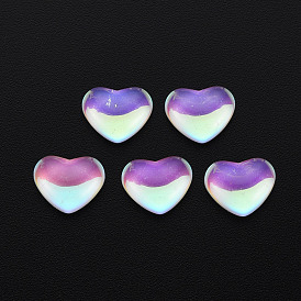 Translucent Electroplated Glass Cabochons, Heart