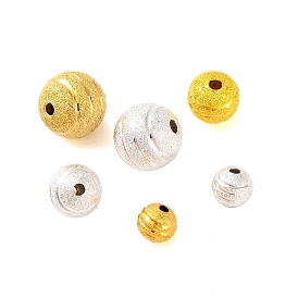 Rack Plating Brass Beads, Long-Lasting Plated, Lead Free & Cadmium Free, Textured with Round