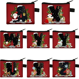 Christmat Letter Printed Polyester Wallets with Zipper, Change Purse, Clutch Bag for Women