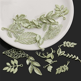 Spray Painted Alloy Pendants, Leaf Charms