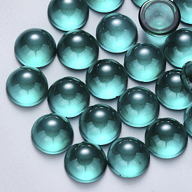 Transparent Spray Painted Glass Cabochons, Half Round/Dome