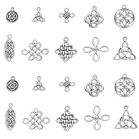 100 шт 10 стили подвески из сплава в тибетском стиле, китайский узел и тройной узел