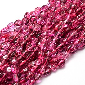 Dyed Natural Crackle Quartz Nuggets Beads Strands, Tumbled Stone, 5~10x6~7x3~7mm, hole: 1mm, about 14.9 inch ~15.7 inch