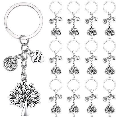 20 llaveros de aleación de piezas, árbol de la vida, con anillos de hierro