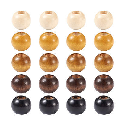 100 шт 5 цвета деревянных бусин, бусины с большим отверстием, круглые