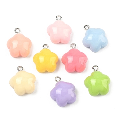 Непрозрачные подвески смолы, цветочный шарм, с платиновым глазом