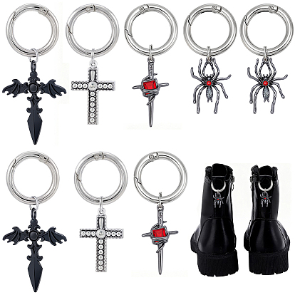 8 шт 4 стили сплав обувь подвески, с пружинными застежками